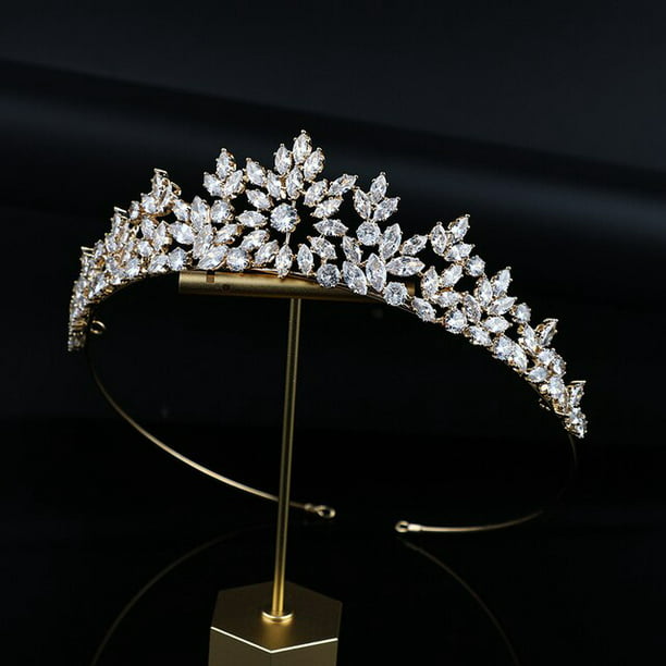 Jewelry True Platinum CZ Tiara Bridal Crown Wedding Hair Accessories Luxury  Zirconia Headband Ladies Hair Piece Wholesale - Walmart.com
