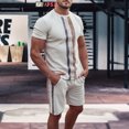 thumbnail image 3 of Conjunto de pantalones cortos informales para hombre Adepaton Color contrastante Beige 3XL, 3 of 6