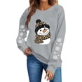 thumbnail image 2 of Women's Snowman Graphic Sweatshirt Crew Neck Long Sleeve Snowflake Sleeve Casual Pullover Top, 2 of 6