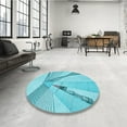 thumbnail image 4 of Ahgly Company Machine Washable Indoor Round Transitional Dark Turquoise Green Area Rugs, 6' Round, 4 of 7