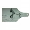 thumbnail image 1 of Black and White Cutting Board, Desert Landscape Horse and Lady Fantasy Scenery Monochrome, Decorative Tempered Glass Cutting and Serving Board, Wine Bottle Shape, Black White Grey, by Ambesonne, 1 of 1