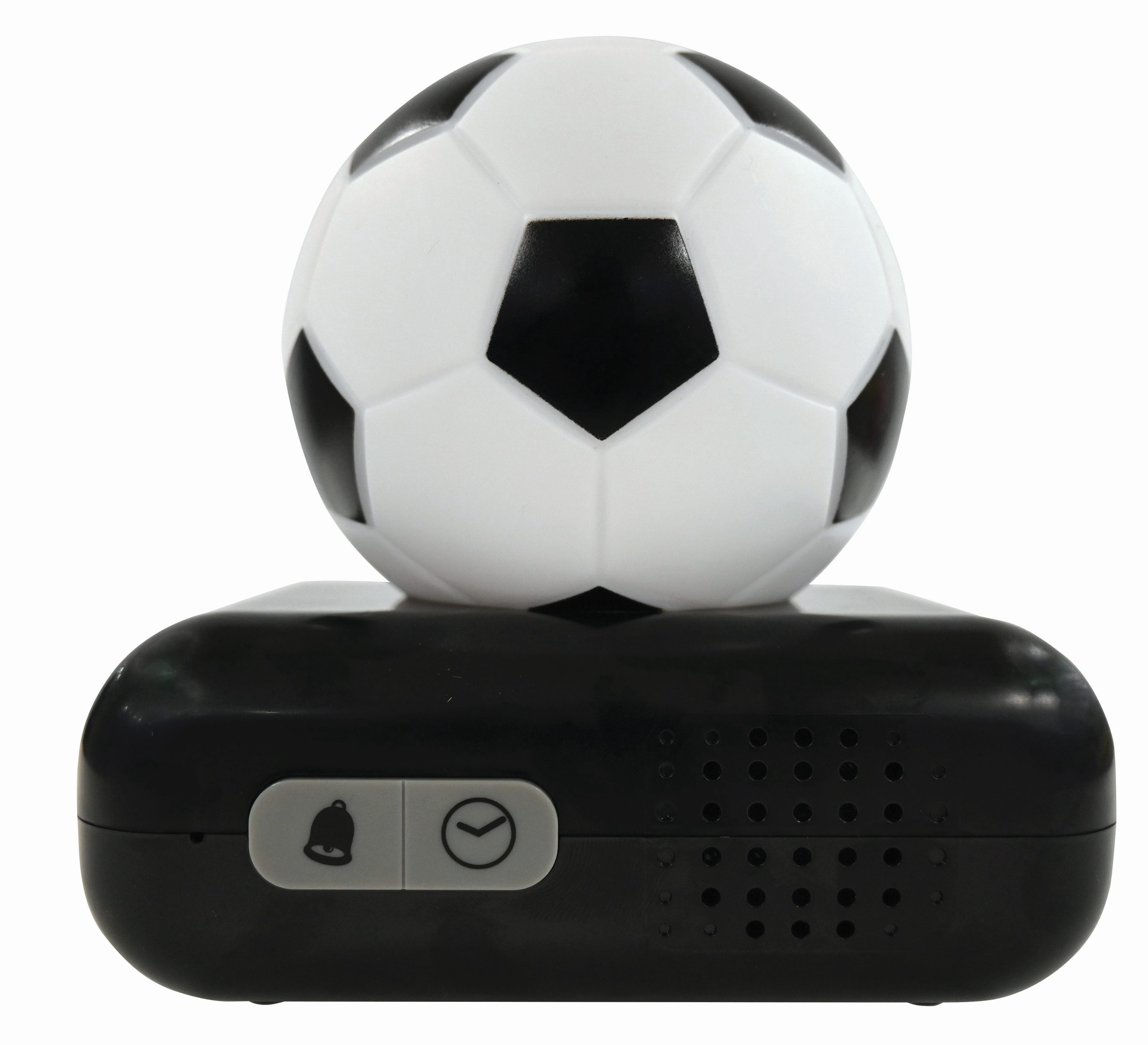 Lexibook - Soccer Ball Digital Alarm Clock with Night Light Snooze, Clock, Luminous Soccer Ball, Black Colour