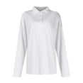 thumbnail image 3 of KDDYLITQ Long Sleeve Polo Shirts For Women Collared Wicking Lightweight Shirts Breathable Loose Dressy Tops White XL, 3 of 8
