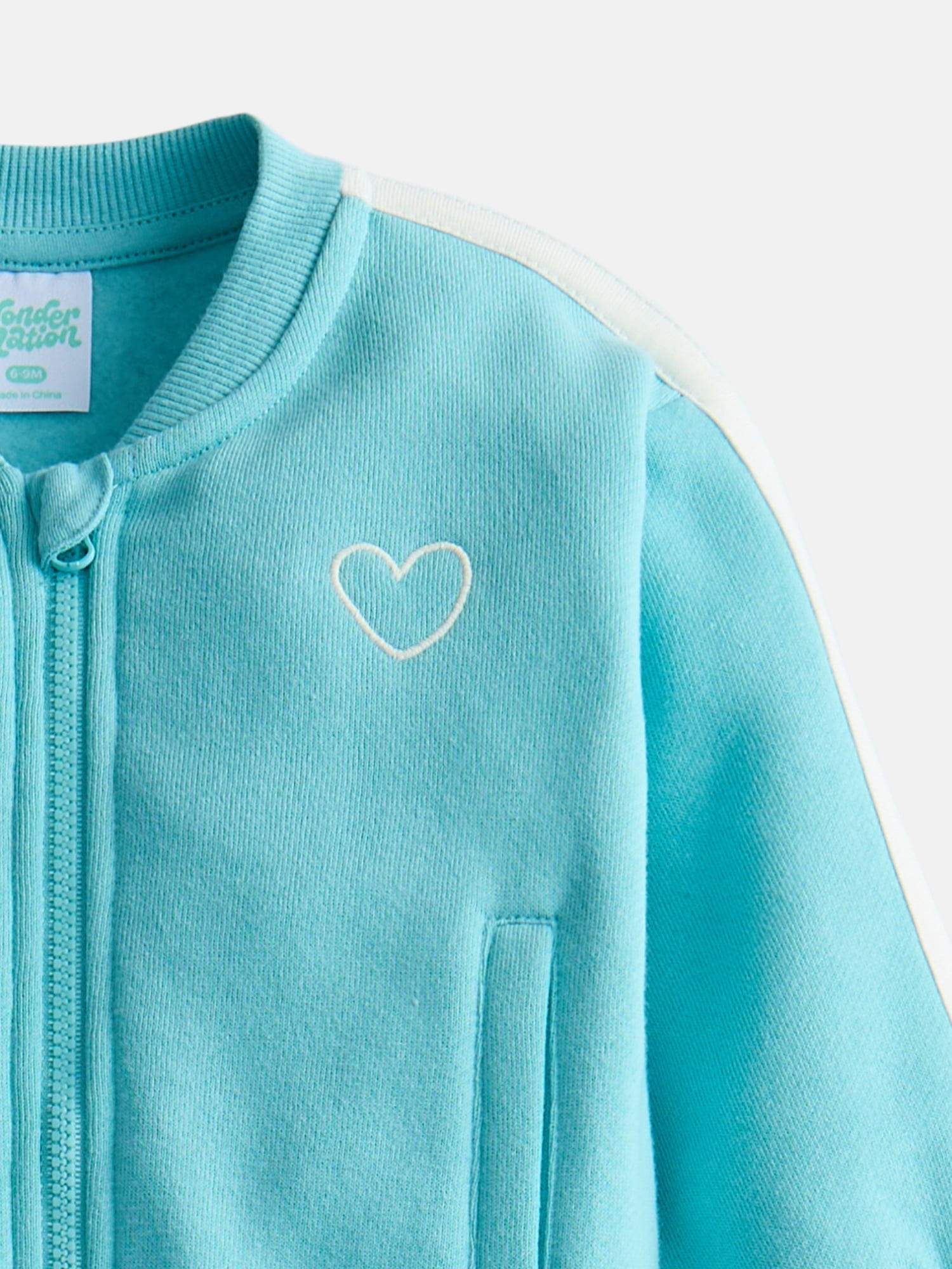 Wonder Nation Baby Girls Long Sleeve Full-Zip Tracksuit, 2 Piece, Sizes 0/3M-24M