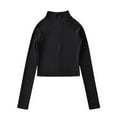thumbnail image 2 of Ounisa Women's Cropped Lightweight Stretchy Running Track Jackets Full Zip Slim Fit Athletic Tops with Thumb Holes, 2 of 7