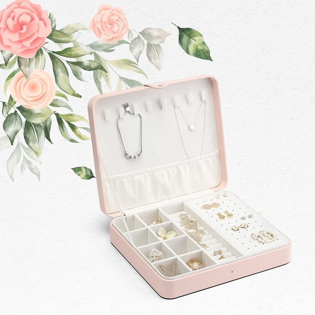 Joyero, joyero para niñas, regalos para adolescentes, joyero de cuero grande, almacenamiento de joyas para pendientes, caja de collar, joyería para mujeres