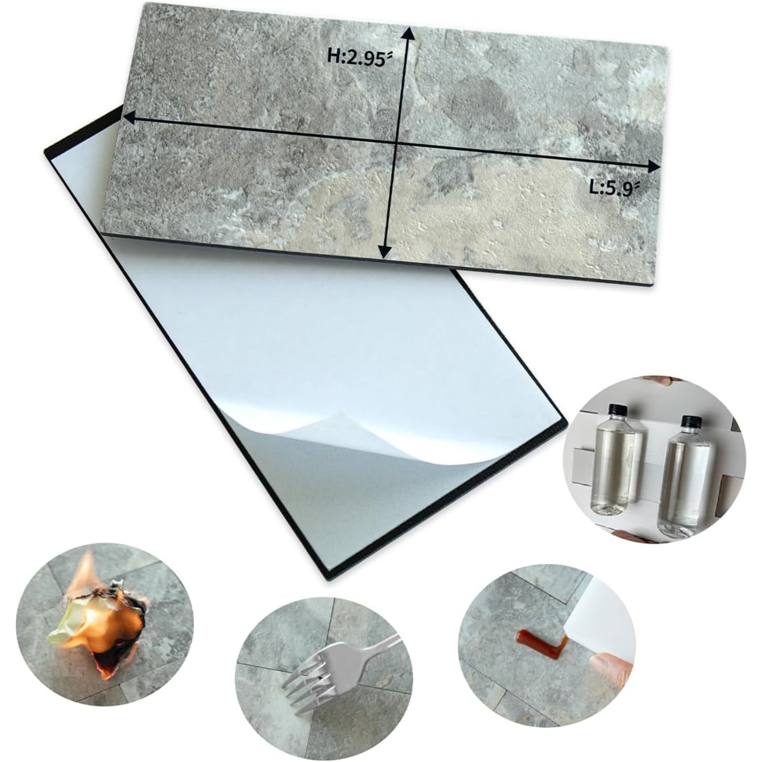 3" x 6" Subway Tile Peel and Stick Backsplash, Thick PVC Stick on Wall Tiles (100, Grey & Brown Slate)