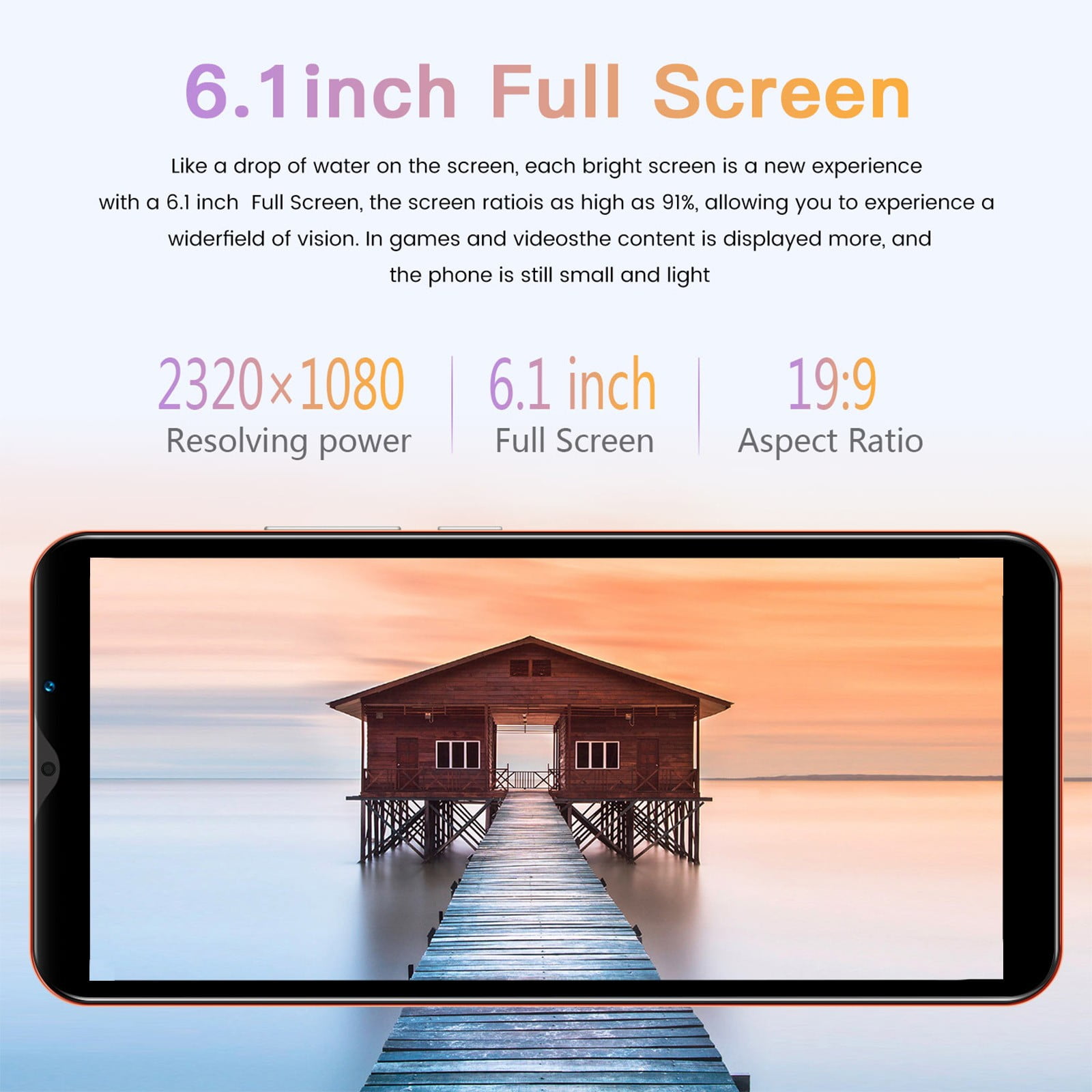 HOMBOTI Smart Phone Clearance Smartphone Straight Talk Smart Phone 8GB 6.1 Inch Screen Mobile Phone Sim Facial Unlock Game Music Phone Android System Smartphones