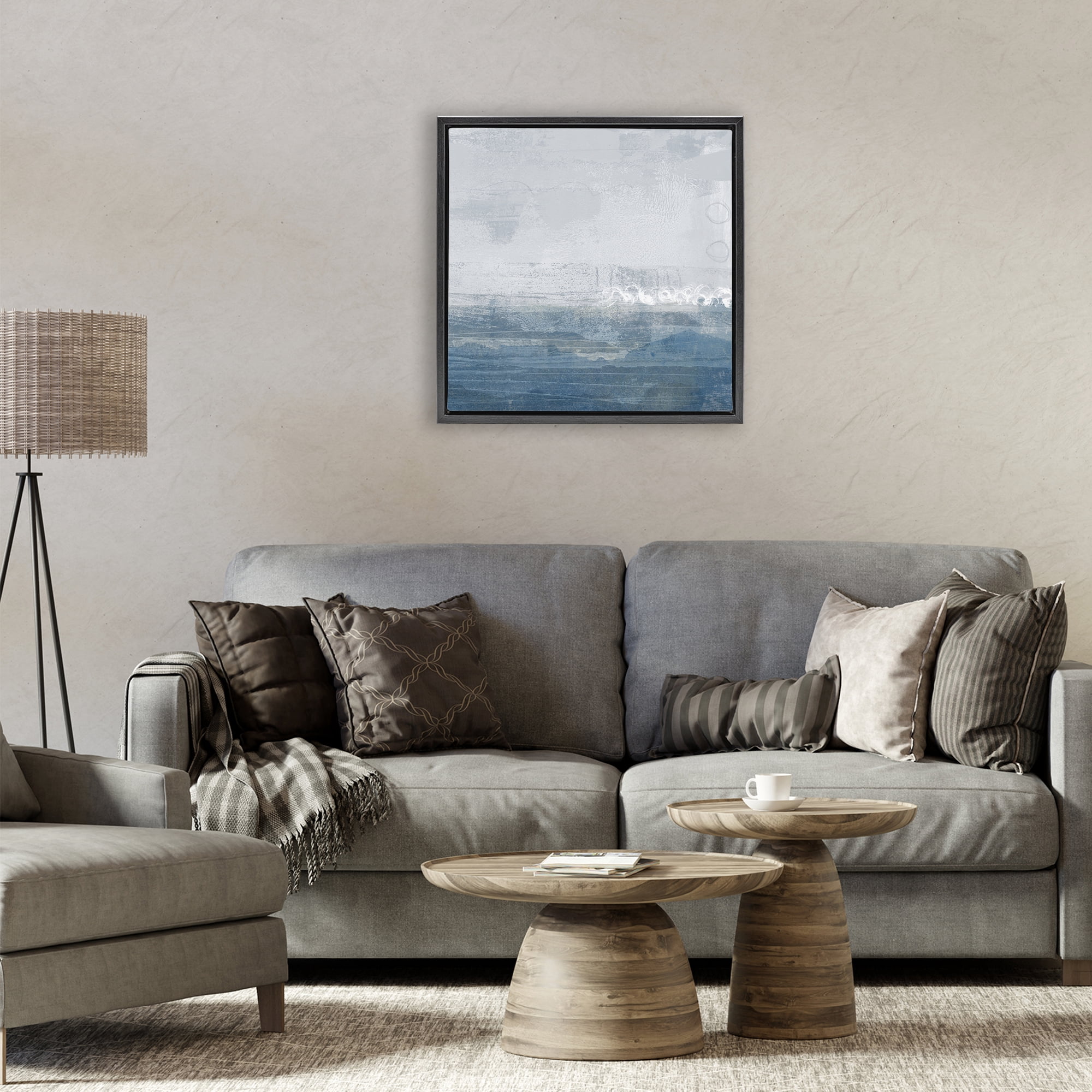 Stupell Industries Ocean Tide Abstract Black Framed Floater Canvas Wall Art, design by Dan Meneely