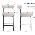 thumbnail image 2 of CIMOTA Cream Counter Height Bar Stools Set of 2, 26 Inch Modern Bar Chairs with Open Backs Kitchen Island Barstools with Black Metal Legs, 26 Inch/Linen Beige, 2 of 7