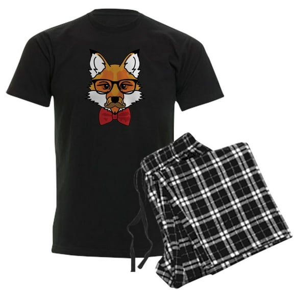 CafePress - Hipster Fox Men's Dark Pajamas - Men's Dark Loose Fit Cotton Pajama Set