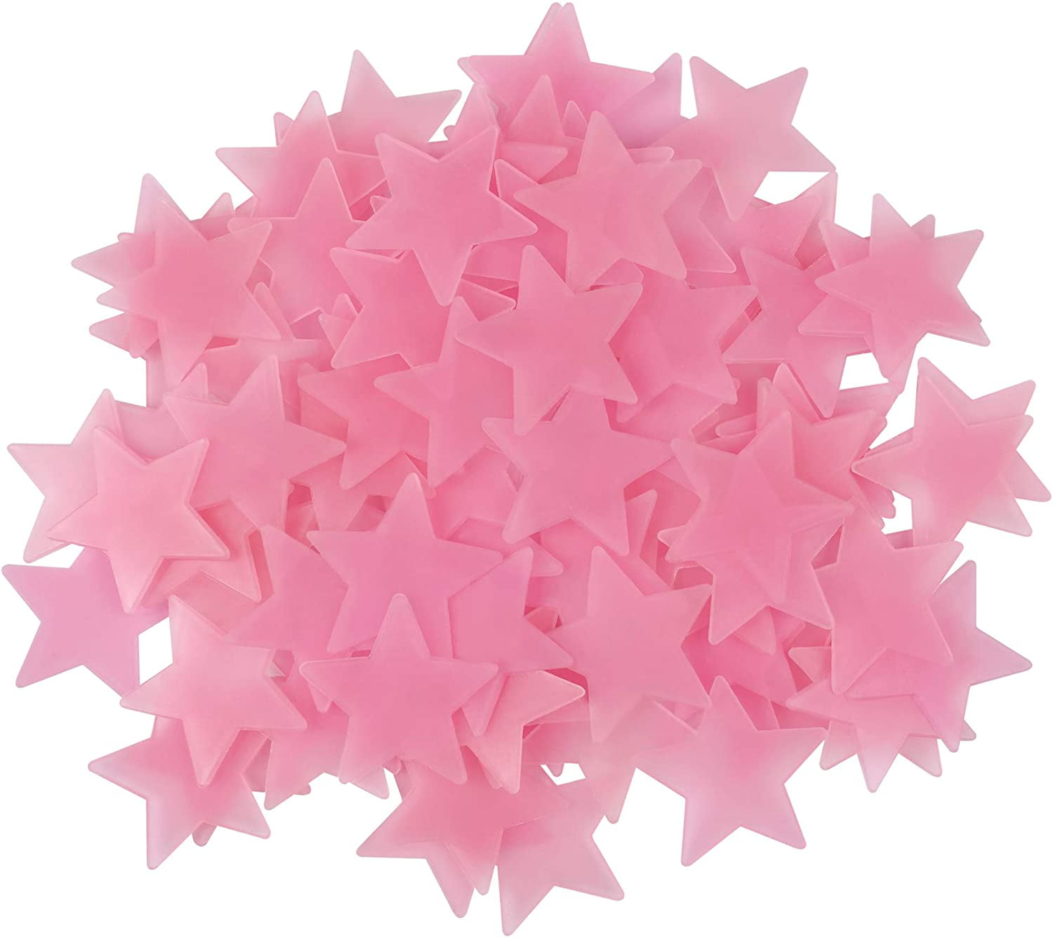 100 Pcs Colorful Glow in The Dark Luminous Stars Fluorescent Noctilucent Plastic Wall Stickers Murals Decals for Home Art Decor Ceiling Wall Decorate Kids Babys Bedroom Room Decorations,Pink