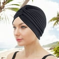 thumbnail image 2 of Stretchy Polyester Turban Cap for Women - Sleep Hat, Hairband & Indian Scarf with Knotted Back Design, 2 of 6