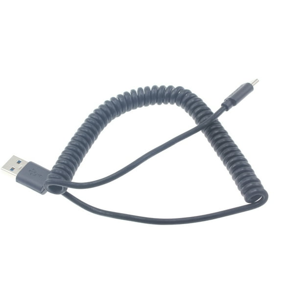 Compatible With LG V50 ThinQ 5G, V40 ThinQ, V35 ThinQ, G8 ThinQ, G7 ThinQ - Black Coiled Type-C Cable Rapid Charger Sync USB Wire USB-C Power Cord O1Y