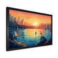 thumbnail image 2 of Designart "Sunset Coastlines Sydney Harbor I" Coastal Framed Wall Art Decor - Coastal Blue Coastal Port Entryway Framed Wall Art, 2 of 6