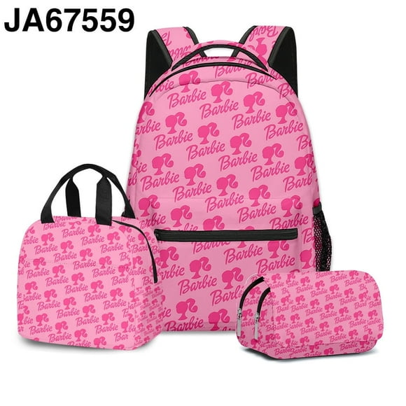 Cartoon Movie Barbie Teen Student School Bag Backpack Lunch Bag Pencil Case Three-piece Set