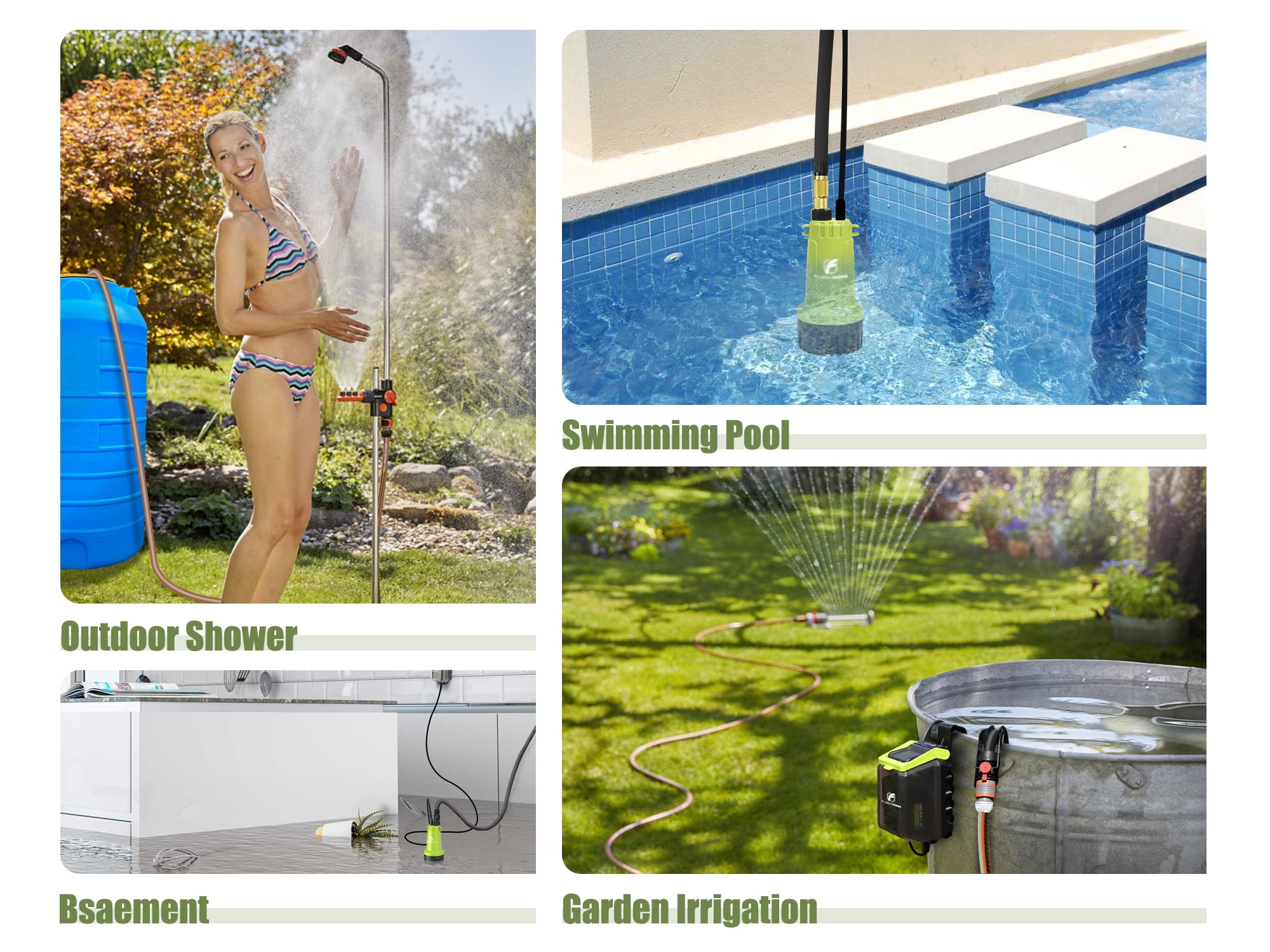 FLUENTPOWER Cordless Submersible Water Transfer Pump, 530GPH 2Bar(No Battery, no charger)