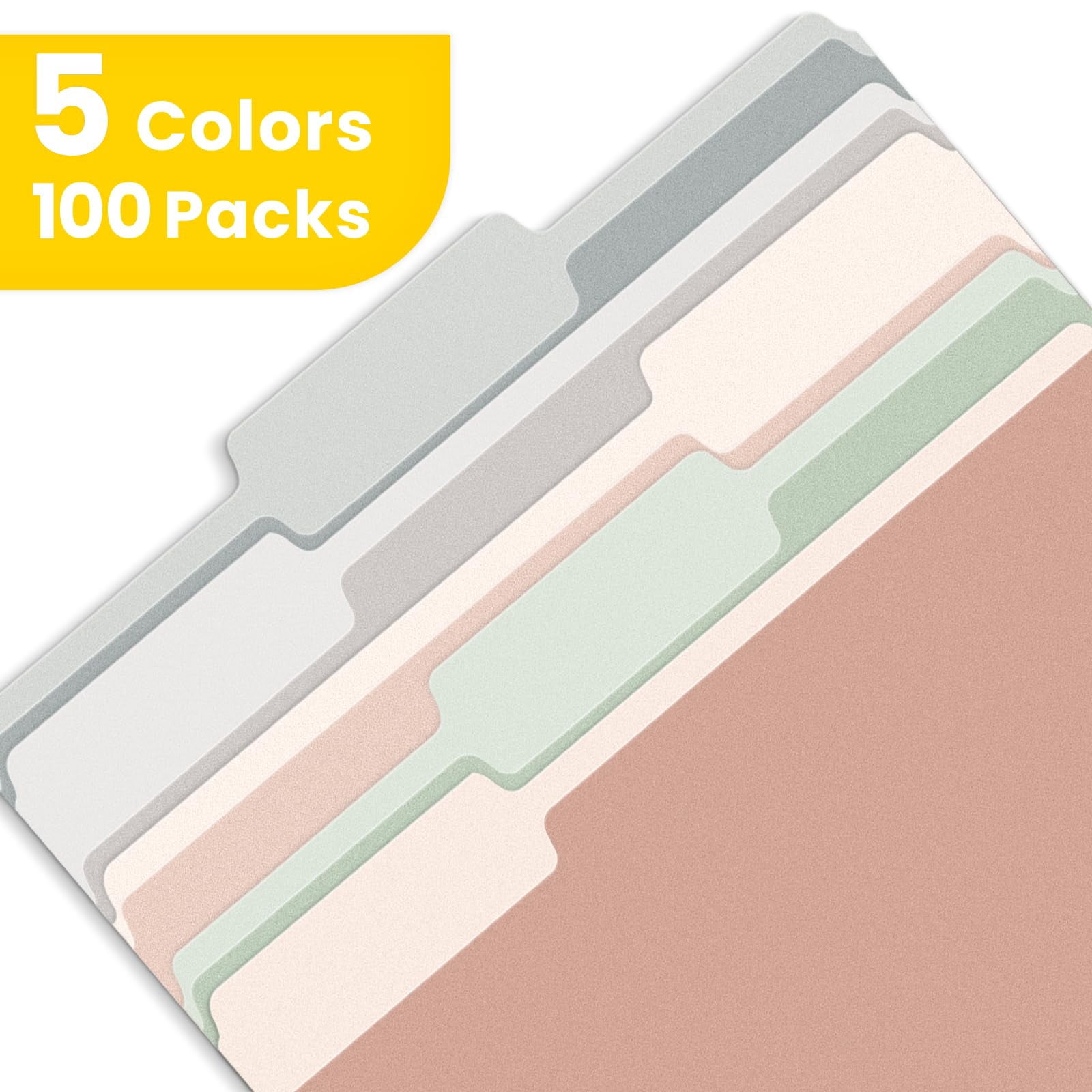 SUNEE Manila File Folder 8.5 x 11 1/3 Cut Letter Size 100 pack Filing Folder for Work Home 5 Pastel Colors