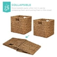 thumbnail image 4 of 12x12in Hyacinth Baskets, Rustic Set of 5 Multipurpose Collapsible Storage Organizer, Handwoven Laundry Totes for Bedroom, Living Room, Bathroom, Shelves w/Inserts - Chestnut, 4 of 4