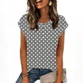 thumbnail image 3 of ZUKMRJPC Womens Summer Tops Short Sleeve Crewneck Polka Dot Button Down Pullover Tees Casual Loose Fit Basic Tunic Shirts, 3 of 7