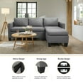 thumbnail image 3 of Lacoo Suede L-Shape Sectional Sofa Sofa for Living Room, Light Gray, 3 of 8