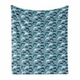 thumbnail image 1 of Nautical Soft Flannel Fleece Blanket, Cartoon Sea Life Underwater World with Whales Dolphins Bubbles and Corals, Cozy Plush for Indoor and Outdoor Use, 50" x 60", Sea Blue Multicolor, by Ambesonne, 1 of 5