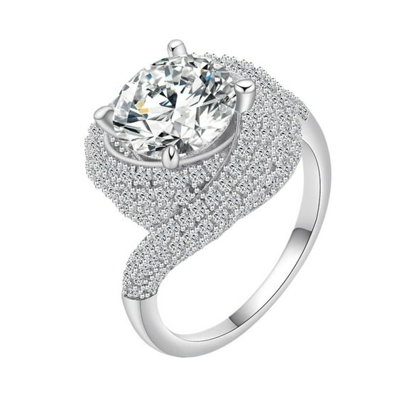 Twisted Swirled 3 Carat Moissanite Rings for Women 925 Sterling Silver Engagement Rings D Color VVS1 Clarity Lab Created Diamond Promise Rings for Her Wife Mom Size 5-9