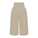 thumbnail image 5 of Pantalones capri casuales con cintura elástica y efecto lino para mujer - Pantalones deportivos de color liso con tejido crepé lavado para un uso diario cómodo, 5 of 5