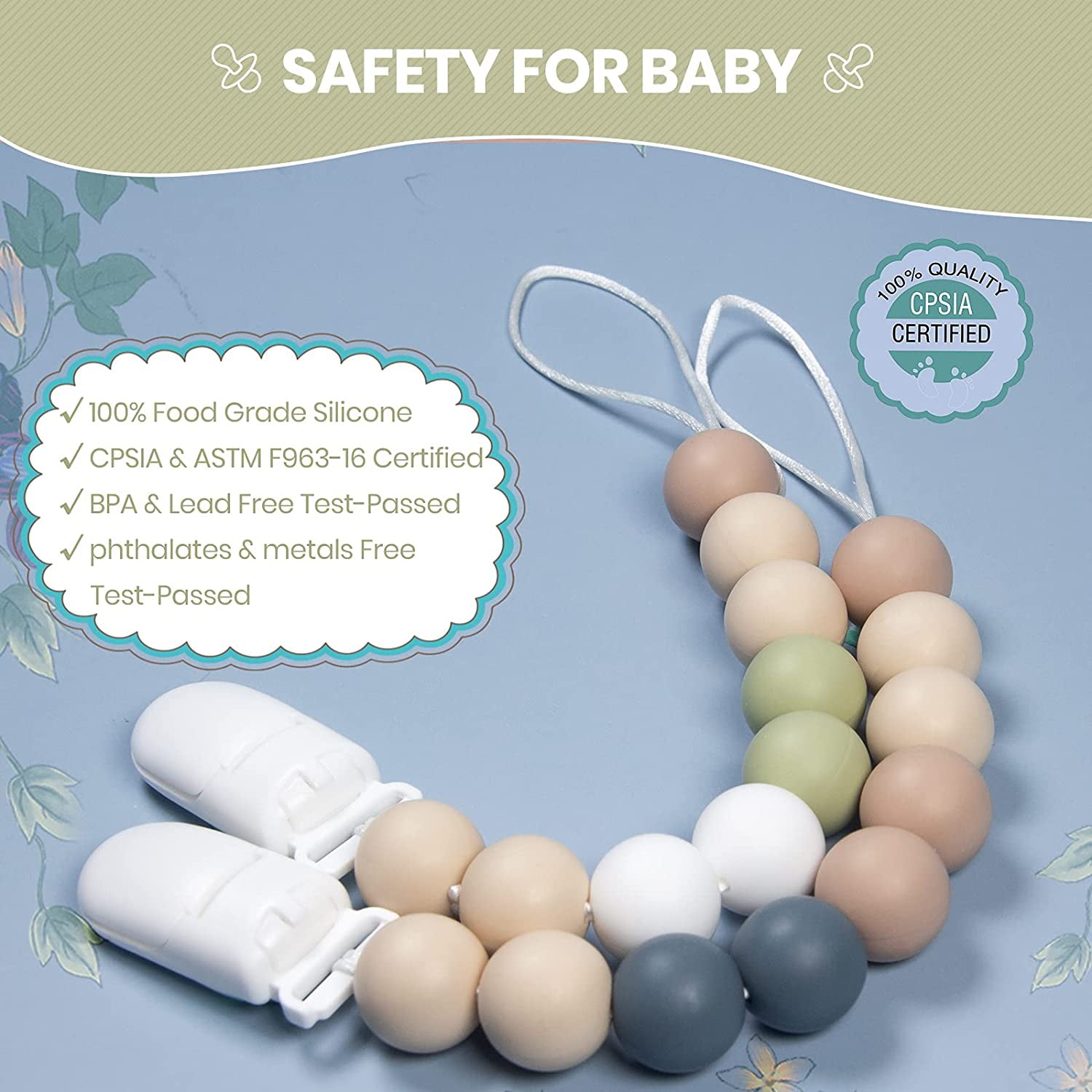 Pacifier Clip & Milkshake Teether Baby Girl Gift Set