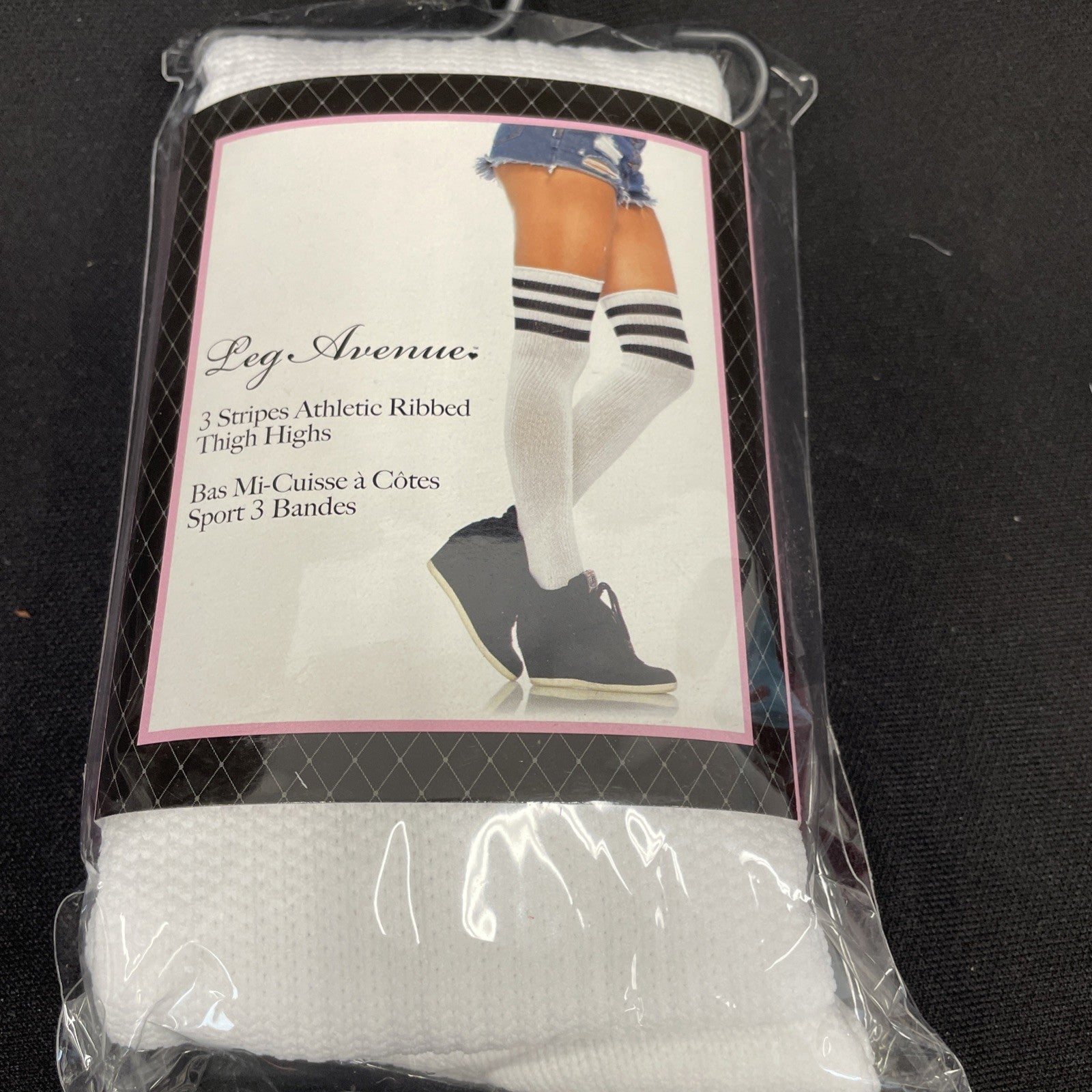 Leg Avenue Women's Three Striped Athletic Ribbed Thigh Highs