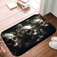 thumbnail image 5 of 1pc Skulls with Vines and Flowers Absorbent Non-Slip Bathroom Thickened Flannel Rug Decor,Soft,Quick Drying,Suitable For Indoor/outdoor Use,Bathrooms,Bedrooms,Kitchens,Terrace,Laundry Rooms,16"x24", 5 of 9