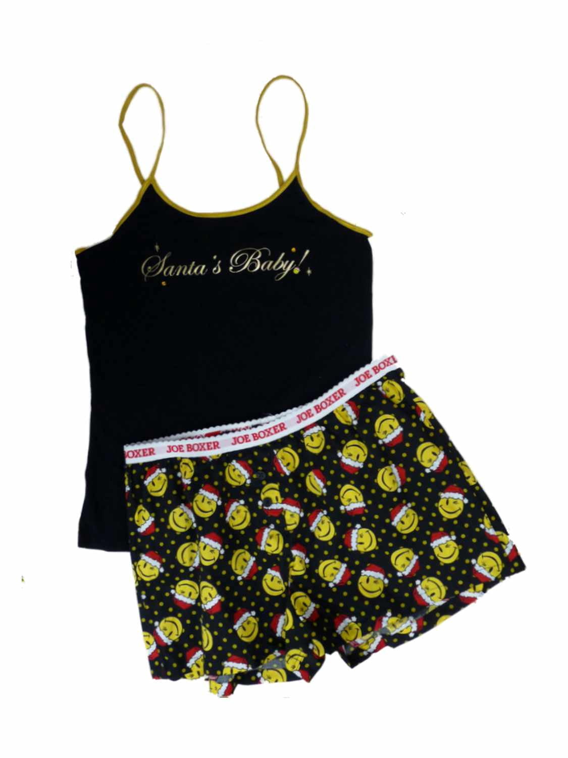 Joe Boxer Womens Black Santas Baby 