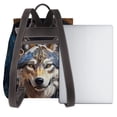 thumbnail image 2 of KLL Oil Painting Tribal Wolf Print Leather Backpack,PU Leather Laptop Backpack Purse for Women and Ladies Daypacks Bags for Travel College Work, 2 of 4