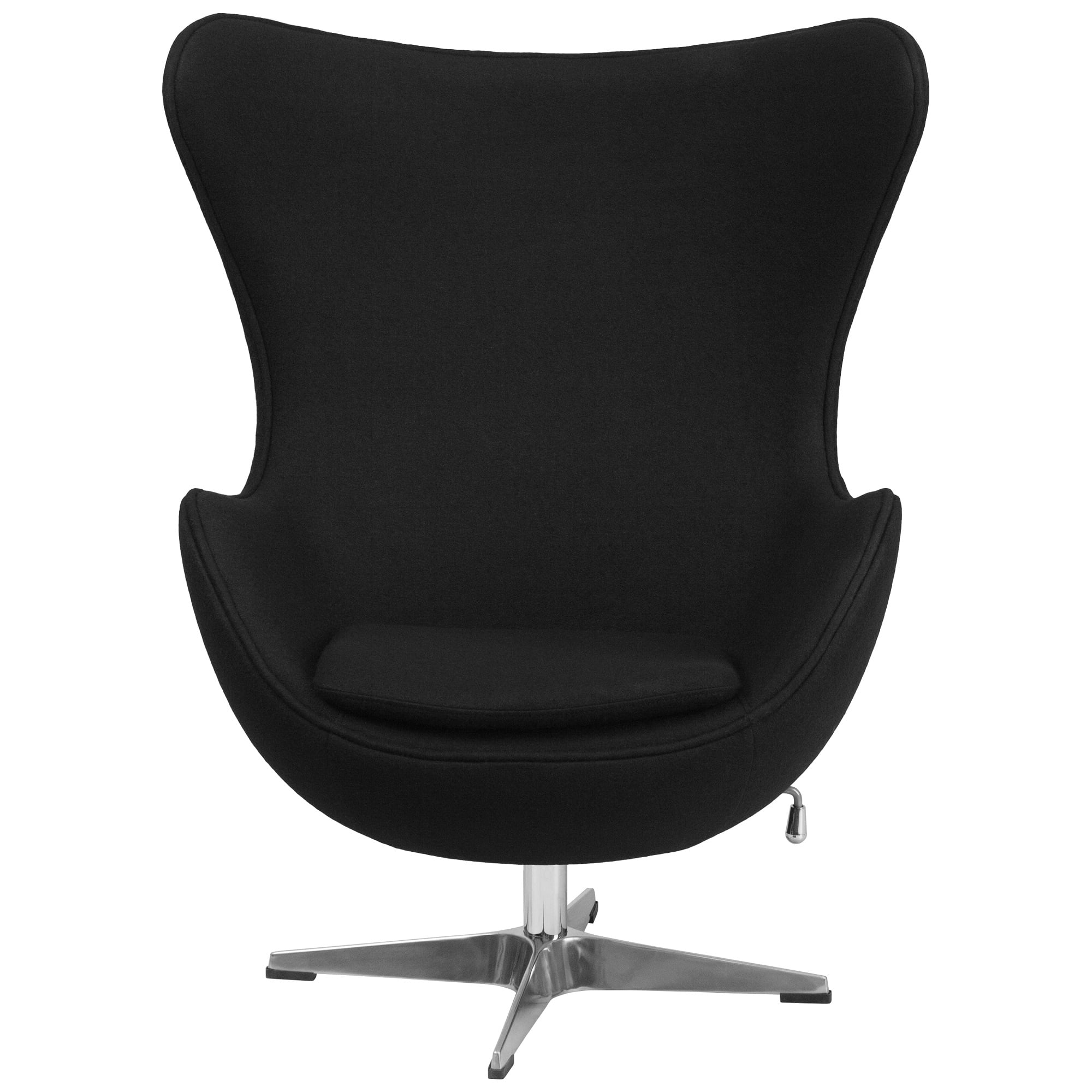 43" Black Wool Fabric Swivel Egg Lounge Chair with Curved ...