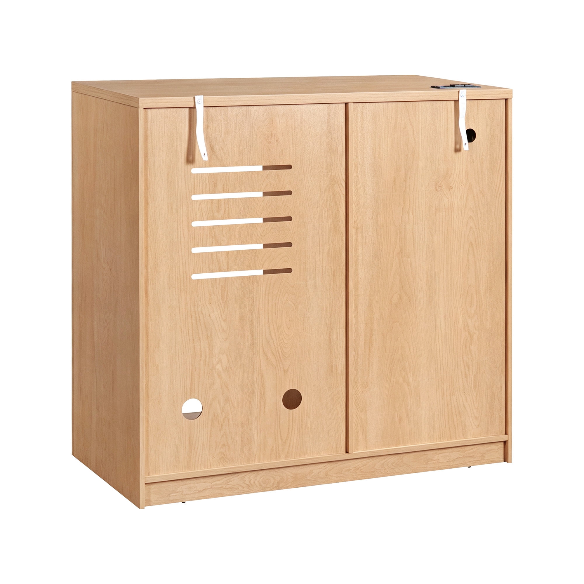 Euroco 39.4" Coffee Bar Cabinet with Mini Fridge Space,Fluted Sideboard Buffet & Liquor Cabinet with Charging Station and Wine Glass Holder for Living Room Kitchen,Natural
