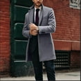 thumbnail image 1 of Men's Winter Mid-length Suit Collar Single-breasted Fashion Solid Color Coat Jacket, 1 of 8