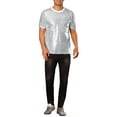 thumbnail image 2 of Camiseta con brillo INSPIRE CHIC para hombres, camiseta de lentejuelas de manga corta, cuello redondo, camiseta disco metálica 2XL plateada, 2 of 5