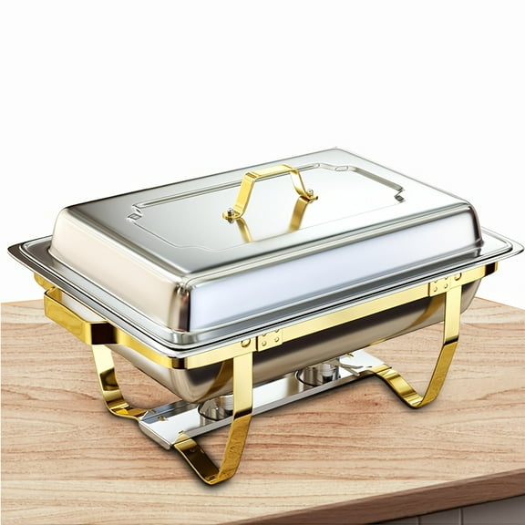 Datingday Gold & Silver Chafing Dishes for Buffet ,Stainless Steel Food Warmer,Party Catering Supplies,Wedding Buffet Set, 1 Pack, 9QT