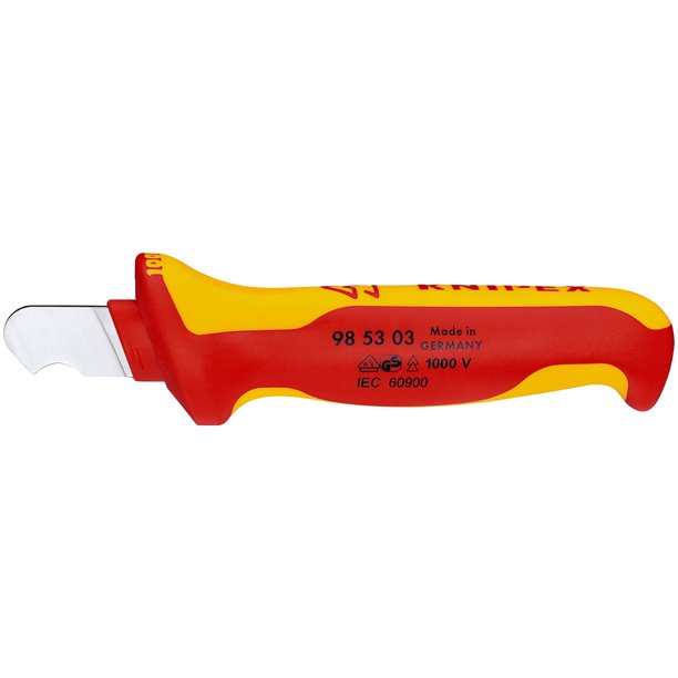 KNIPEX 98 53 03 Cuchillo pelacables mango aislante en dos componentes, según norma VDE 170 mm