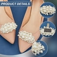 thumbnail image 4 of 1 Pair Pearl Flower Shoe Clips 1.5x2.5inch White Bridal Wedding Floral Shoes Clips Charms with Beads Detachable Handmade Flower Shoes Buckle Clips for Women Girls Brides Floral White 1set, 4 of 6