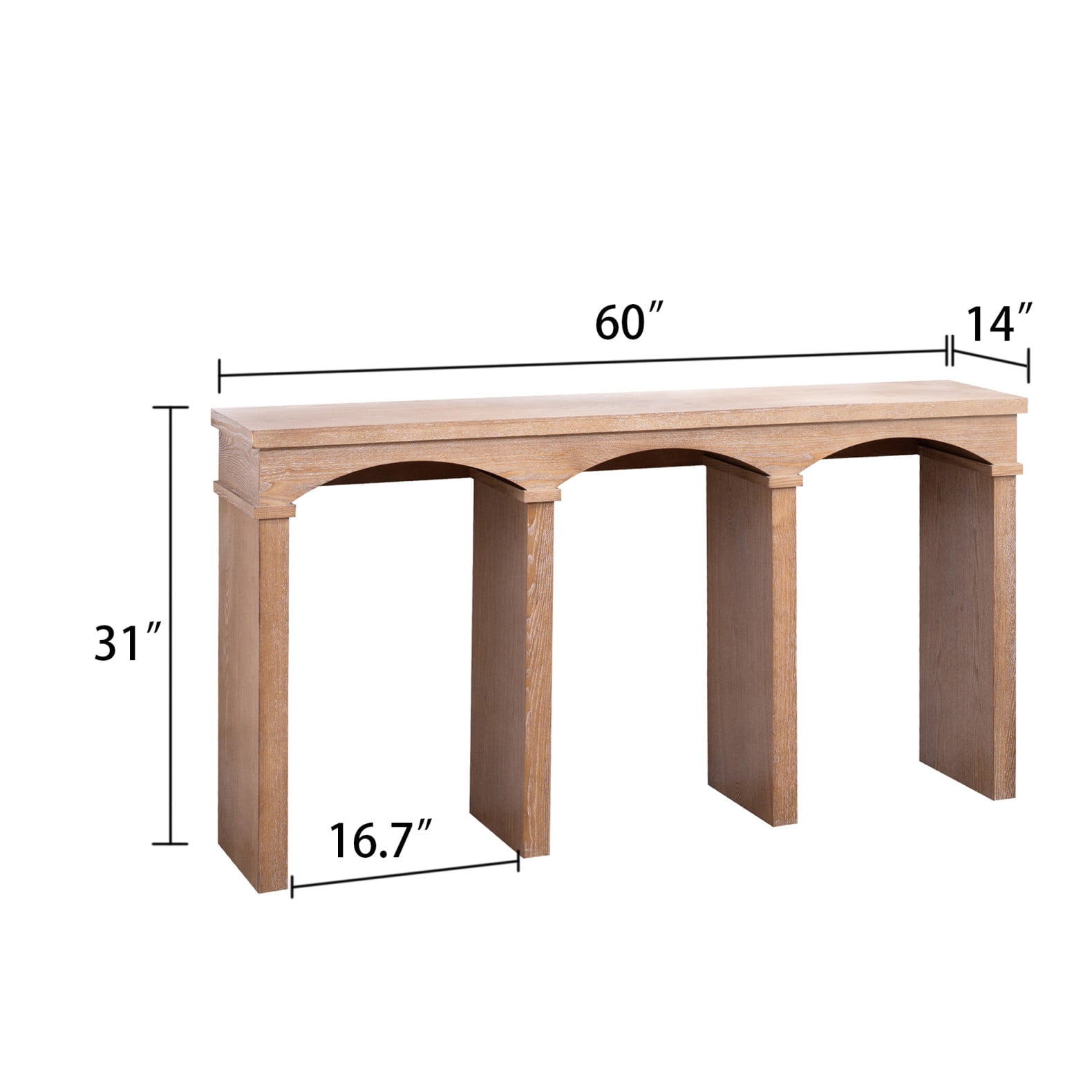 Rustic Archway Console Table 60 Inch Long Entryway Sofa Table with Decorative Arched Legs, Narrow Hallway Table for Small Spaces, Natural Wood Finish Foyer Table for Living Room