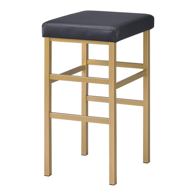 OSP Home Furnishings Backless Stool with Gold Frame, 30-Inch, Black