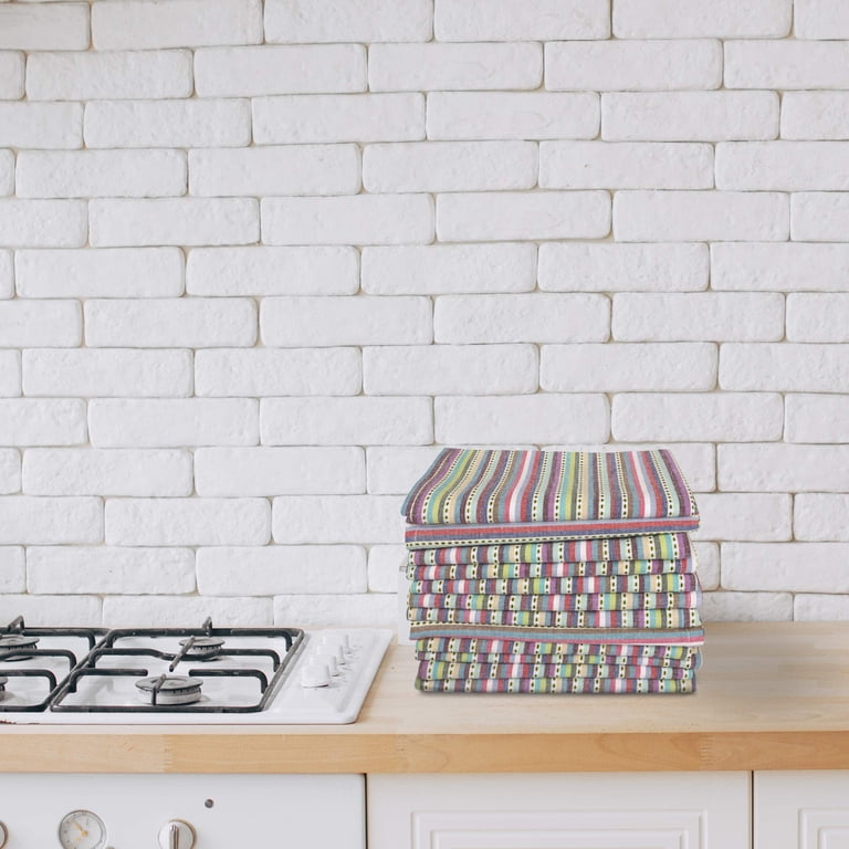Urban Villa 100% Cotton Kitchen Towels - 20x30 Inches, Super Absorbent, Soft, Set Of 6, Blue/White Stripes