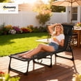 thumbnail image 2 of Chaise Lounge Chair Outdoor, 5-Position Adjustable Sun Tanning Chair with Carrying Handle and Side Pocket, Folding Bed Cot with Removable Pillow for Garden, Beach, Patio, Pool, Camp, Black, 2 of 18
