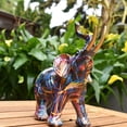 thumbnail image 6 of Adam and Friends Abstract Elephant Sculpture Multi Color Gold Tusks Resin Decor, 6 of 7