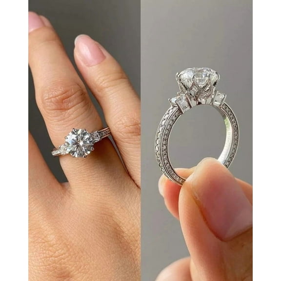 3 Ct Round Cut Lab Created Diamond Women's Promise Ring In 14k White Gold Plated 925 Silver