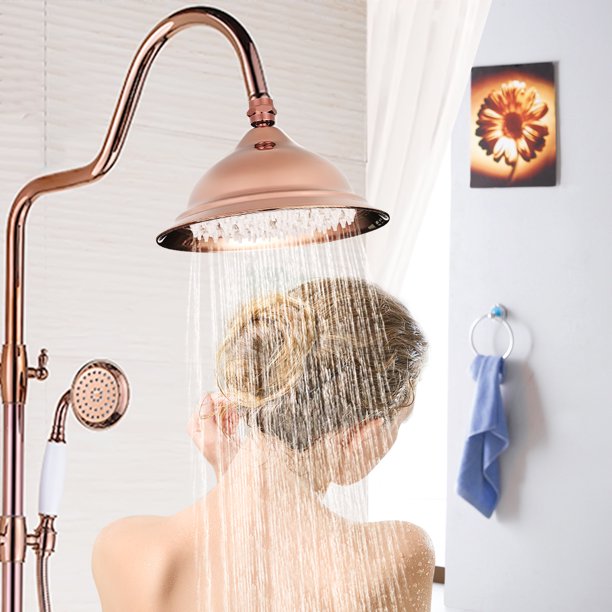8inch High Pressure Rainfall Shower Head,Retro Round Rain Shower Head