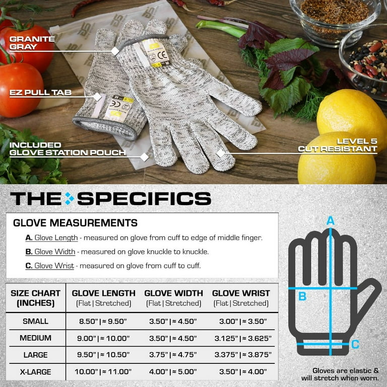 Guanti Antitaglio Glove Station Livello 5 – Resistenti E Certificati, Per Uso Alimentare, Grigio Granito, Taglia XL (1 Paio)