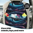 thumbnail image 5 of Pofeuu Vintage Colorful Patterned Dolphin Print 2 Pack PU Leather Kick Mat Back Seat Protector, Universal Car Seat Back Organizer, Waterproof Backseat Protector For Most Car, 5 of 8