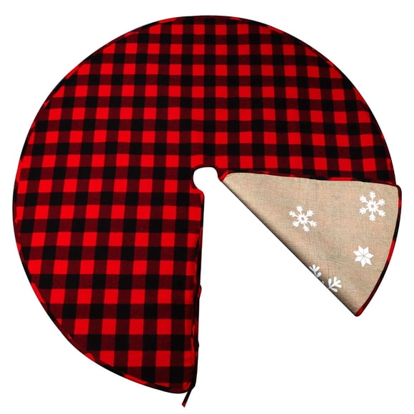 Falda de árbol de Navidad OurWarm, color rojo y negro, diseño de búfalo, 122 cm